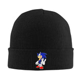 Bonnet tricoté anime noir à revers